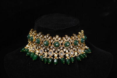 Serene Kundan Green Choker Necklace Set