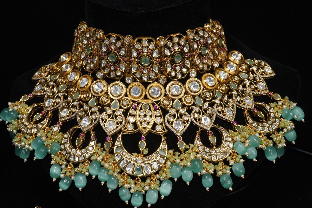 Traditional Gold Plated Mint Neck Choker Set